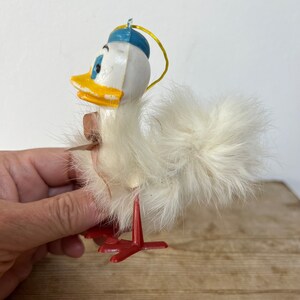 Quirky Vintage Donald Duck Plastic & Fur Hanging Ornament, Figurine image 2