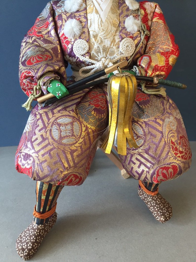 Vintage Japanese Samurai Warrior Doll Figurine Sitting on a Etsy
