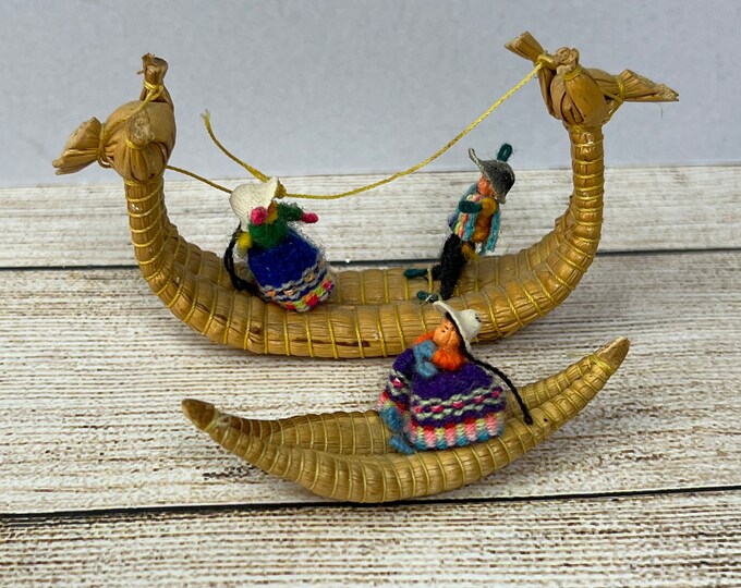 Vintage Model South American Reed Boats, Tiny Figures, Dolls, ‘balsa ...