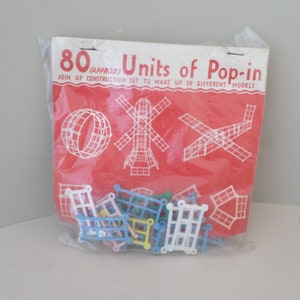 Vintage Mid Century Plastic &#39;Pop-in&#39; Construction Set,Toy - original packaging, Pop it rectangular sections