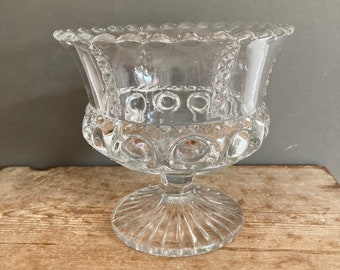 Antique Victorian Footed Glass Bowl, Compote 3 Part Moulded Glass
