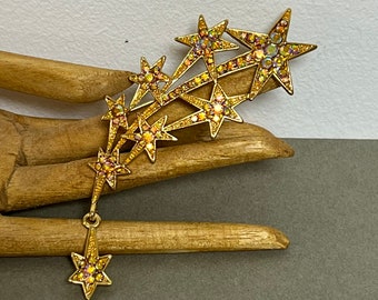 Butler and Wilson Vintage Shooting Star Brooch, AB Crystal Gold Tone