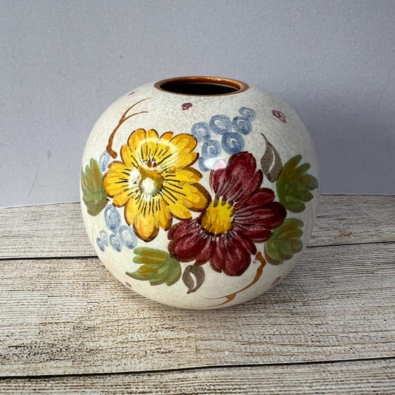 ヴィンテージ オランダ美術陶器 ゴーダ花瓶、球形、ボニー ゼニスの 