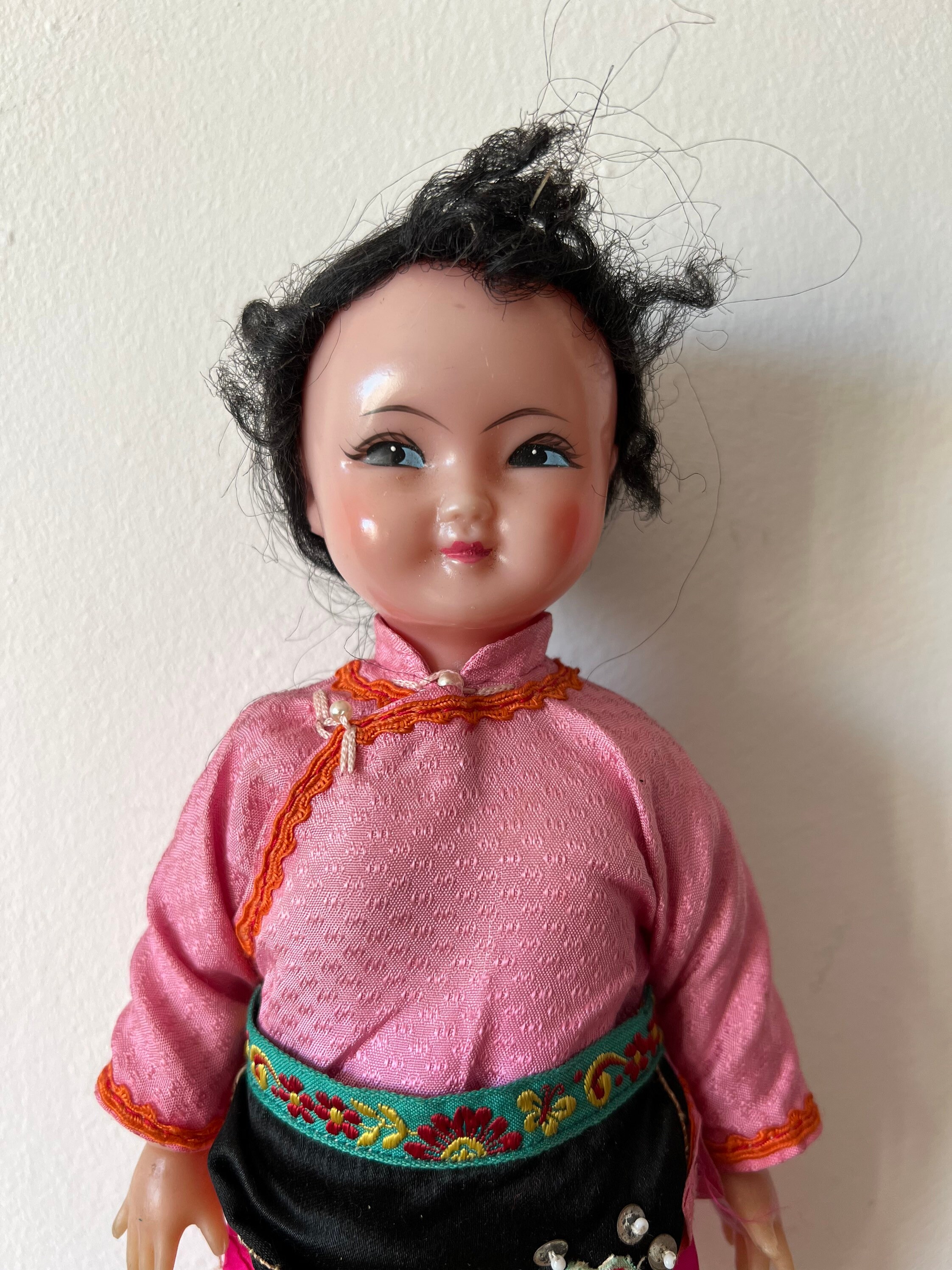 Vintage Chinese Girl Doll Pretty Face Pink Outfit Jointed Etsy