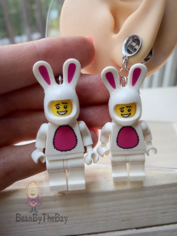 A Pair of Bunny Lego Dangle Plugs Bunny Plugs Lego Plugs Lego
