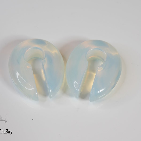 Gorgeous Opalite stone hoop ear weights 2g - 6mm, 0g -8mm, 00g -10mm