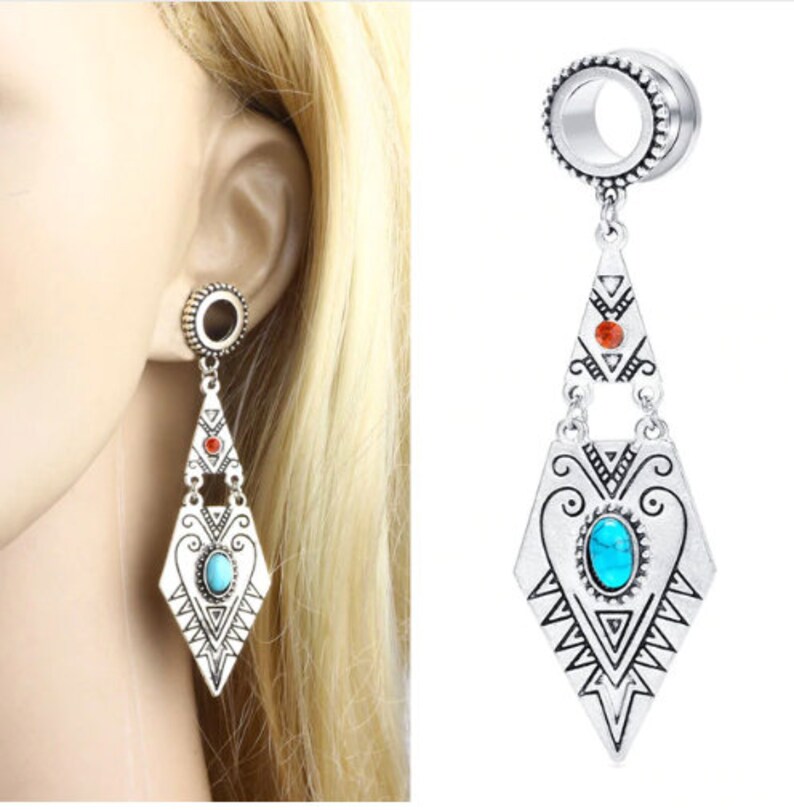 dangle plugs dangle ear tunnels stainless steel Etsy