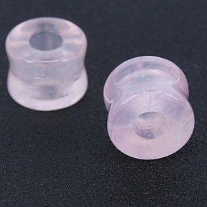 Gorgeous Rose Quartz Stone Plug Double Flared Tunnels,  2g-6mm, 0g-8mm, 00g-10mm, 1/2”-12mm, 9/16”-14mm, 5/8”-16mm