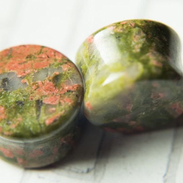 Unakite Stone Plug Double Flared Flesh Tunnels Gauges 8g (3mm) - 3/4 (20mm)