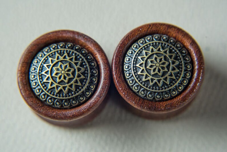 8mm to 25mm Gorgeous wood metal design ear gauges