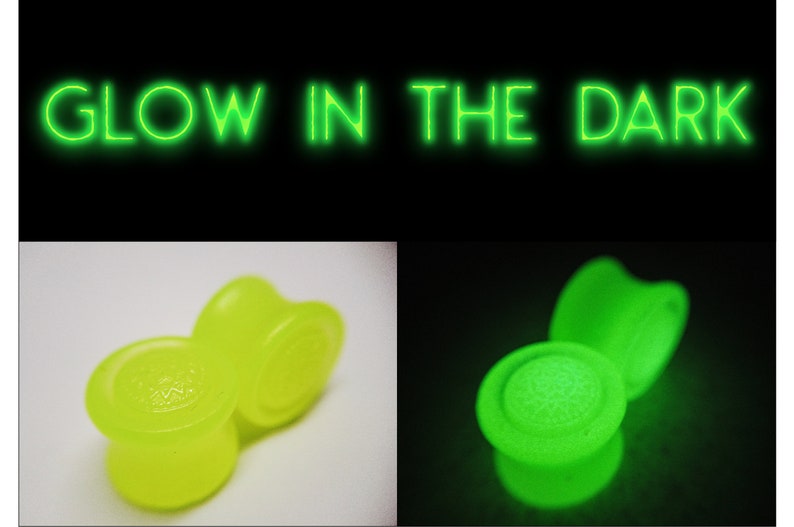 Glow in the Dark Double flare ear plugs UV ear plugs multiple sizes Gorgeous Glow in the dark!