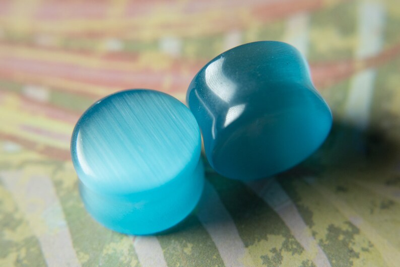 Cats Eye Stone Plug Double Flared Ear Plugs Multiple colors multiple sizes