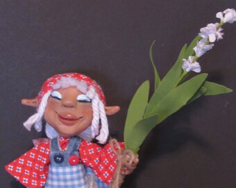 Pixie - Doll with Flowers by Susan Massey OOAK
