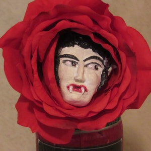 OOAK - (non) Talking Flower, "I Love Vampires" Dracula Flower by Sherry Harrison
