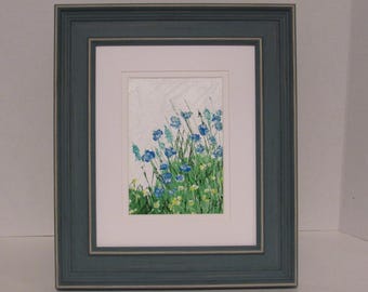 Original Acrylic Painting - "Flowers in Blue" - Hand Painted by Sherry Harrison