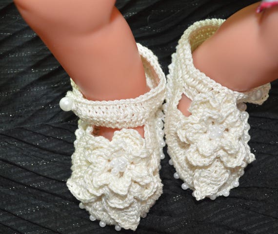 ivory baby booties