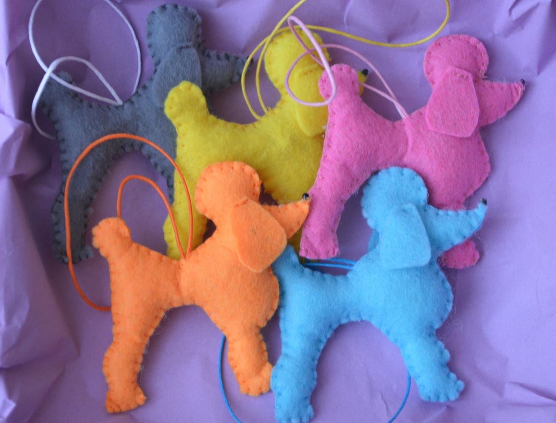 Felt Dog Ornament Poodle Valentines Day Gift Felt Ornaments Etsy