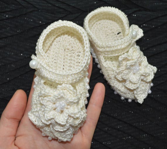 ivory baby booties