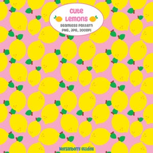 Niedliche Zitronen SeamlessRepeat Muster für Kinderzimmer Tapete Stoff Druck Scrapbooking Sublimation Kunst Verpackung, Zitrone Thema Digitales Papier PNG