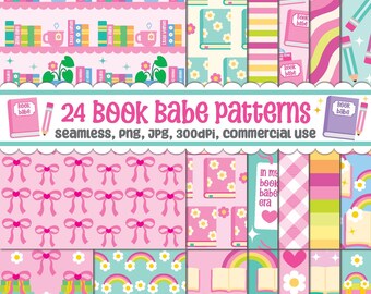 Book Lover Seamless Pattern Set: Cozy Reading Digital Paper (12" x 12")