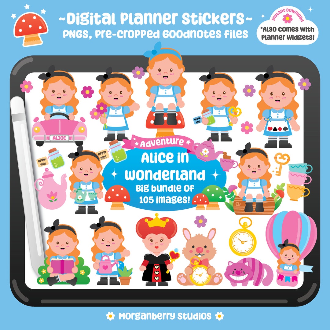 Alice in Wonderland Cute Digital Stickers, Alice in Wonderland ...