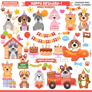 Süßer Hundegeburtstag, Hund Geburtstag Clipart, Welpe Geburtstag Clipart, Dackel Geburtstag, Französische Bulldogge Geburtstag, Pudel Geburtstag, Geburtstag PNG