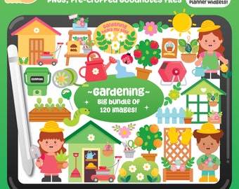 Gardening Digital Sticker for Goodnotes, Goodnotes Stickers, Digital Planner Stickers, Gardening Clipart, Journalling and Scrapbook Stickers