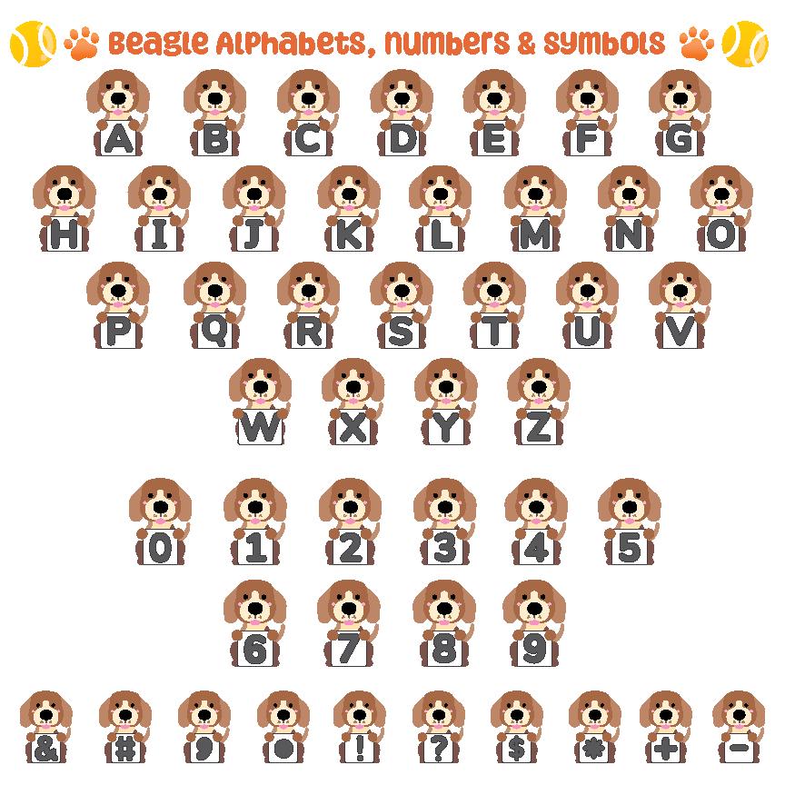 Cute Beagle Alphabets PNG, Dog Letters Clipart, Dog Font Alphabet Pack ...