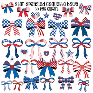 4 juli coquette bow clipart, star spangled coquette strikken, 4 juli patriottische lintstrikken voor sublimatie, USA Amerikaanse linten, png PNGEgg