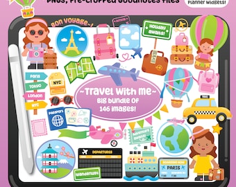 Adesivo digital de viagem para Goodnotes, adesivos Goodnotes, adesivos de planejador, adesivos digitais, clipart de viagem, álbum de recortes de viagem, PNG