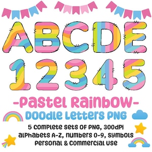 Pastel Rainbow Alphabet Pack for Sublimation, Cute Rainbow Letters, Pastel Letters PNG, Classroom Rainbow Alphabets, Rainbow Clipart PNG