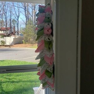 16 Inch Spring/easter Pink Green Floral Leaf Ribbon Wreath - Etsy