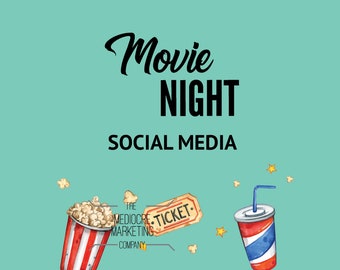 Movie Night Social Media Artwork | PTO | PTA | School Event | Editable PDF | Editable Powerpoint | Popcorn | Film | Cinema | Theater
