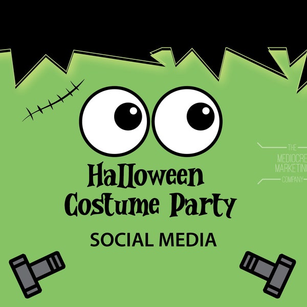 Halloween Costume Party Social Media Artwork | PTO | PTA | School Event | Editable PDF | Editable Powerpoint | Spooky | Frankenstein