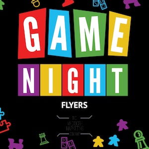Game Night Event Flyers | PTO | PTA | School Event | Editable PDF | Editable Powerpoint | Family Fun | Board Games | Party Games | Puzzles