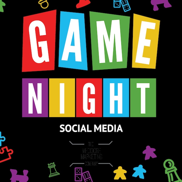 Game Night Social Media Artwork | PTO | PTA | School Event | Editable PDF | Editable Powerpoint | Family Fun | Board Games | Party | Puzzles