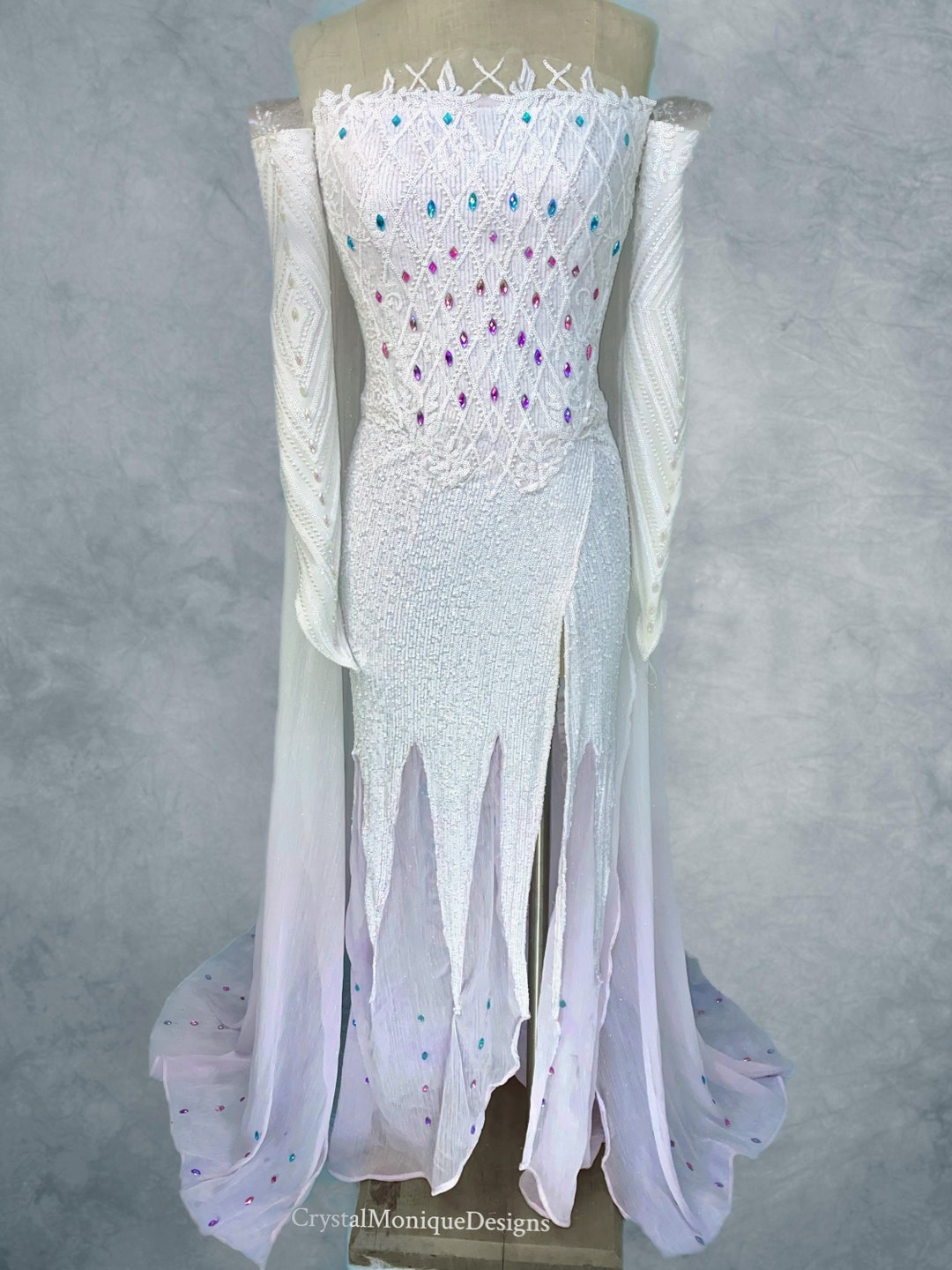 ladies frozen dress 2 Adult Elsa White sleeve_length:3/4 Sleeve