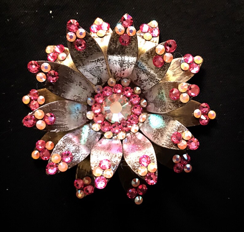 Blinged Out Sun Flower Magnet--One of a Kind