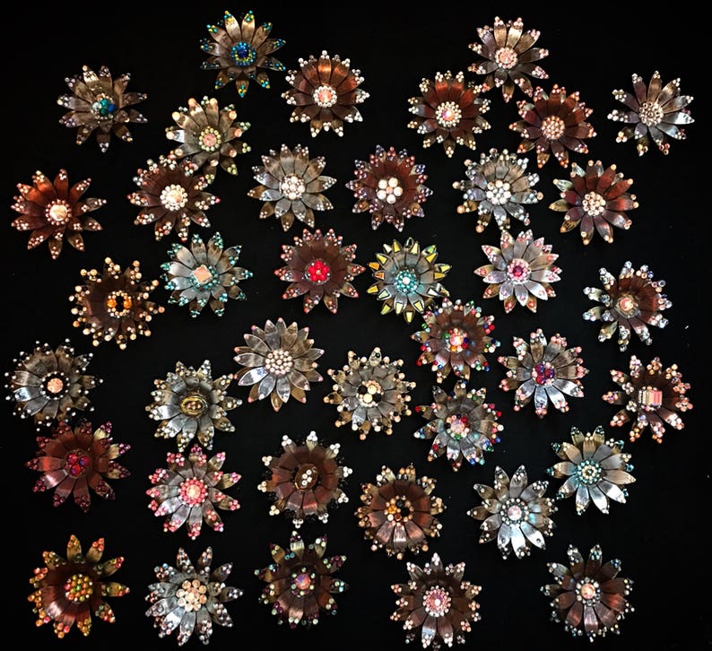 Blinged Out Sun Flower Magnet--One of a Kind