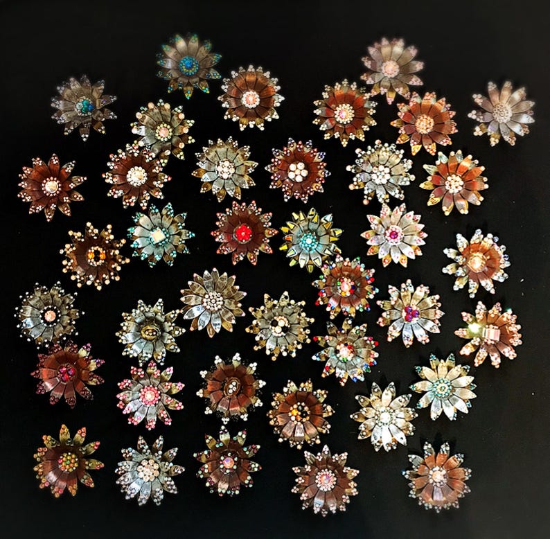 Blinged Out Sun Flower Magnet--One of a Kind