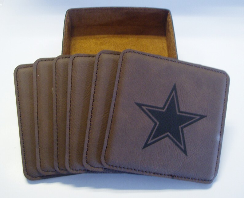 Set of 6 Dallas Cowboys Laser Engraved Leatherette Coasters in Etsy