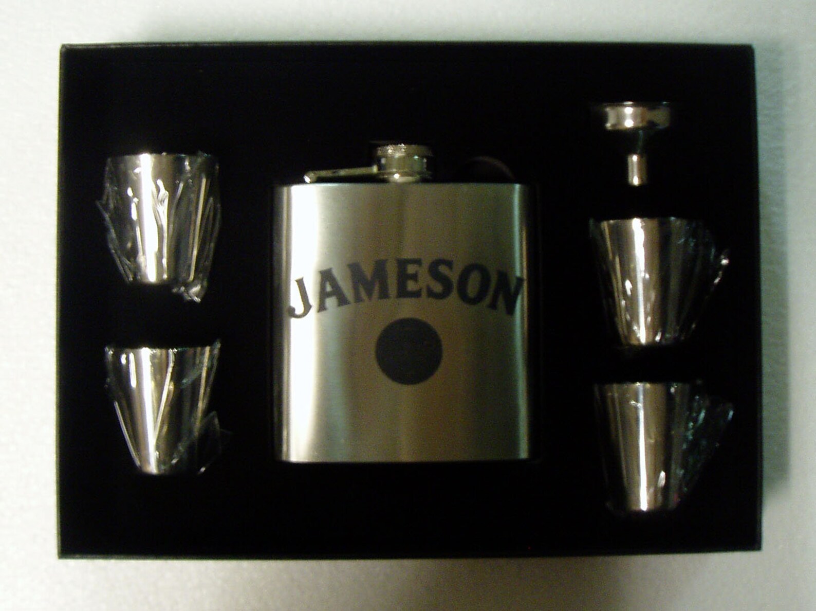 Jameson 6 Oz Stainless Steel Flask With 4 Shot Glasses and a Etsy