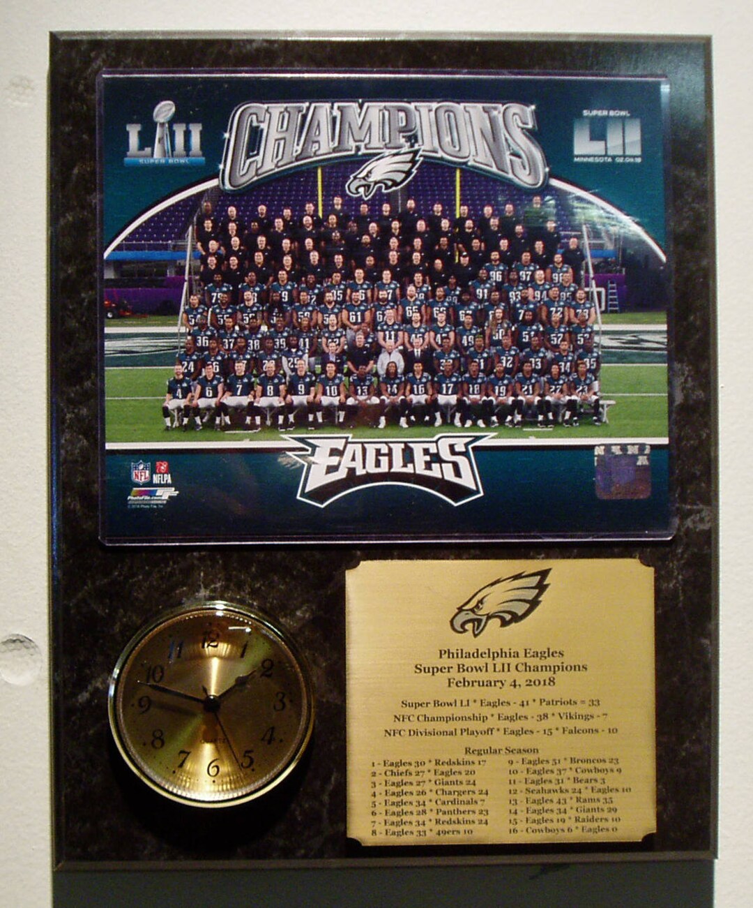 Philadelphia Eagles Super Bowl LII Champions Team 8x10 Clock - Etsy