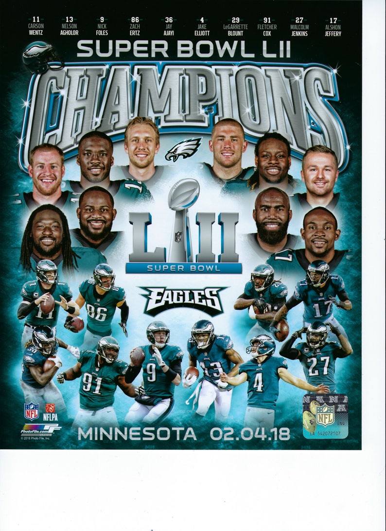 Philadelphia Eagles Super Bowl LII Champions Team 8x10 - Etsy