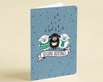 Seasons Bleatings Christmas Card | Punny Sheep Design