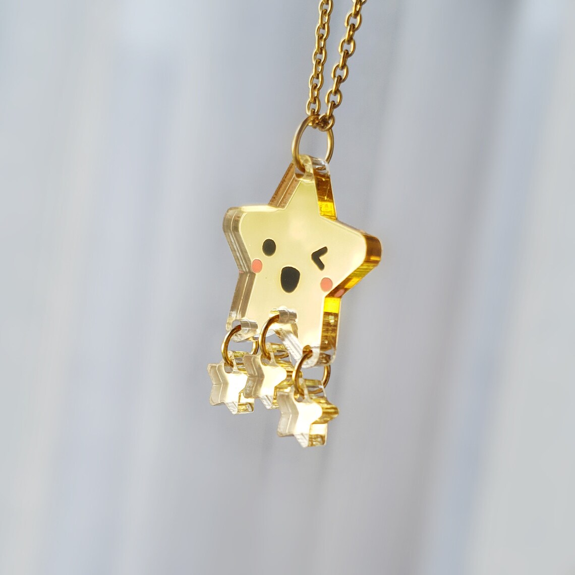 Acrylic Gold Star Necklace / Acrylic Jewellery / Laser Cut / Etsy
