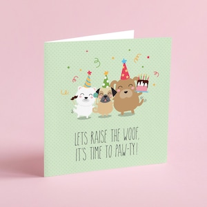 Paw-ty dogs birthday card // Dog card // Cute dog card  // Greeting card