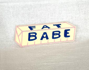 Fat Babe iron-on embroidered patch