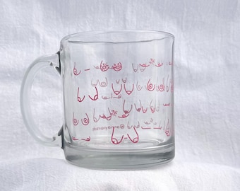 Mug! It’s tiddies!!! 15-ounce glass coffee or tea mug