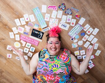 Surprise packs! Mystery products in each grab bag | stickers pins mugs art